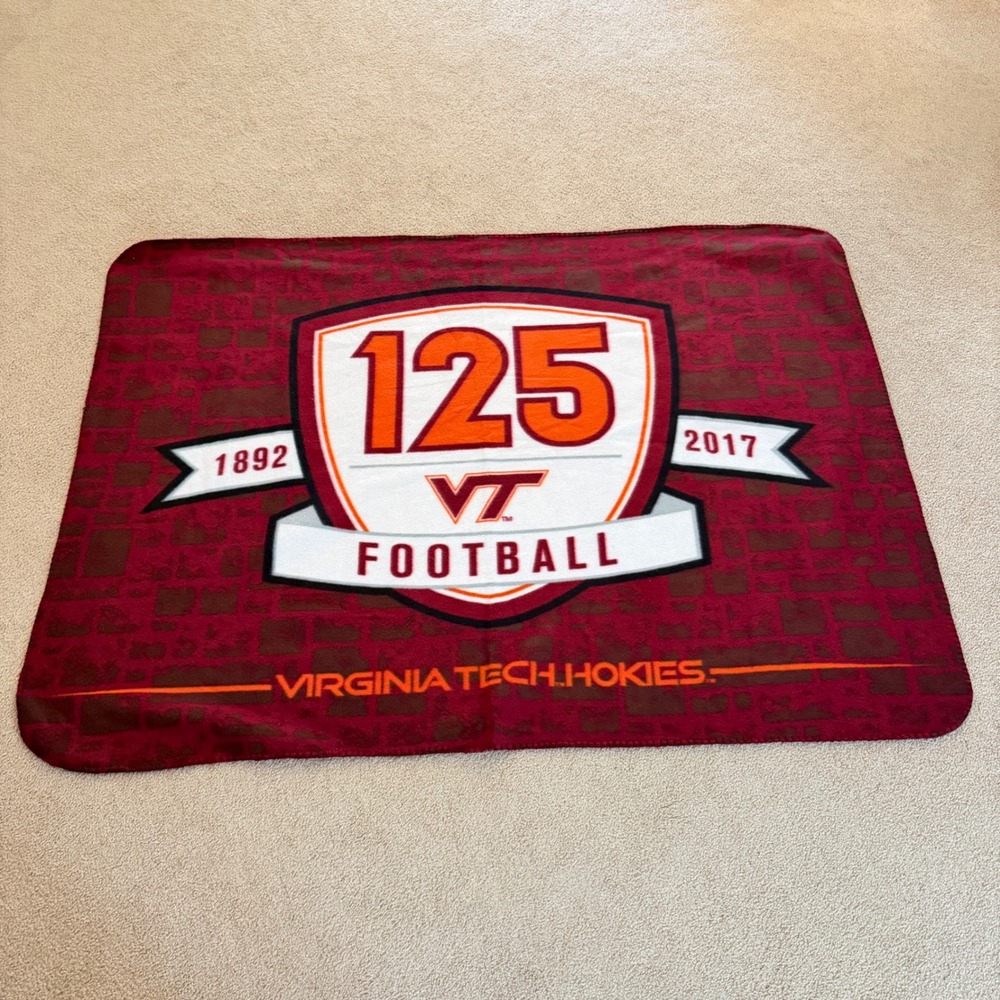 Virginia Tech Hokies Blanket 59x42 Maroon 125 Years Football Man CaveNorthwest